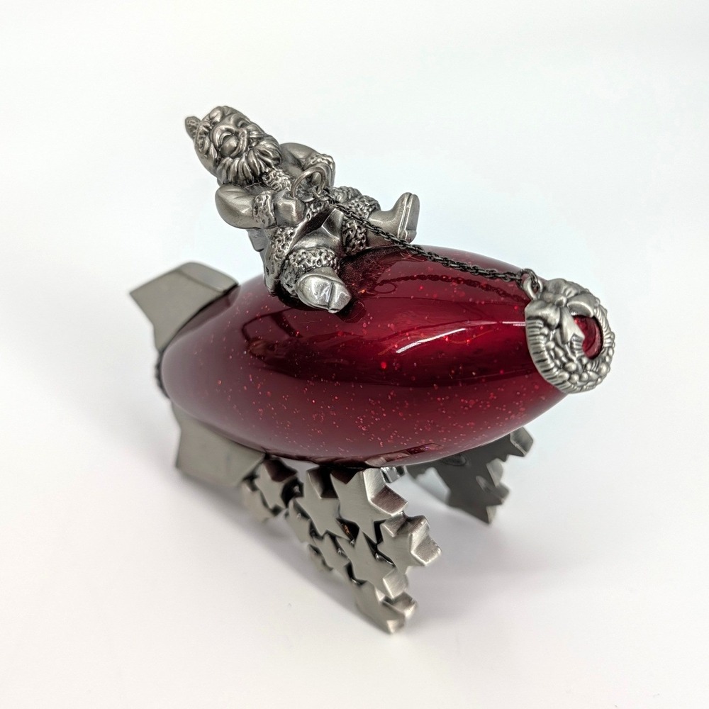 Lenox Kirk Stieff "Santa's Launch" Red Enamel Pewter Cool Christmas Rocket